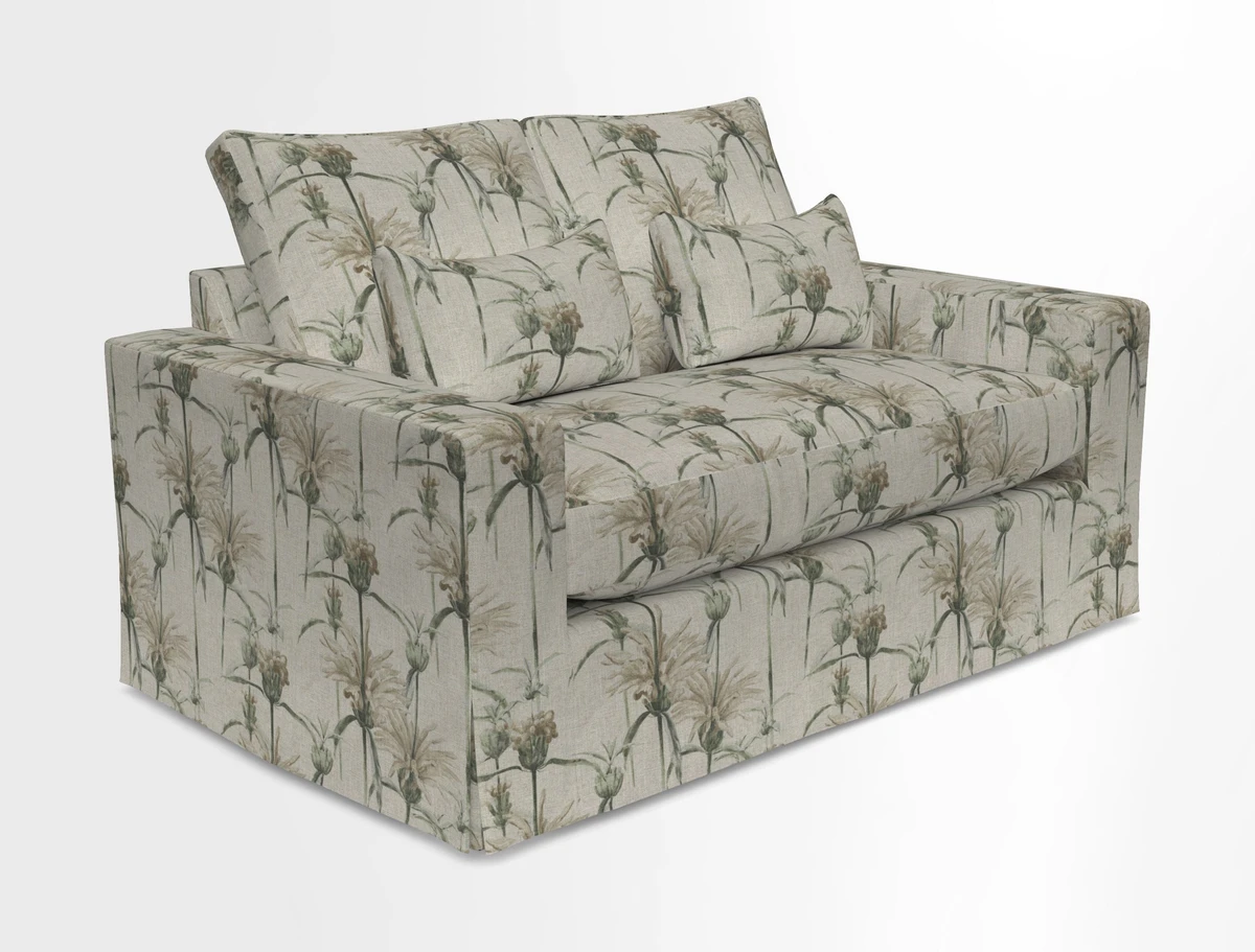 Linear 4 seater sofa in Harpers Bazaar Palette Studio Green with seat cushion in Linwood Romney Wool Forest