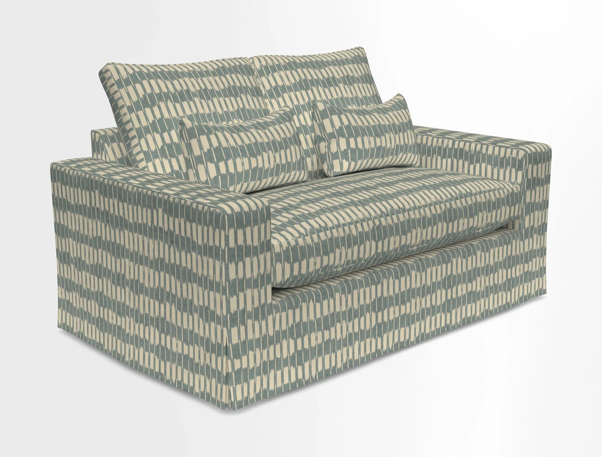 Linear 4 seater sofa in Harpers Bazaar Palette Studio Green with seat cushion in Linwood Romney Wool Forest