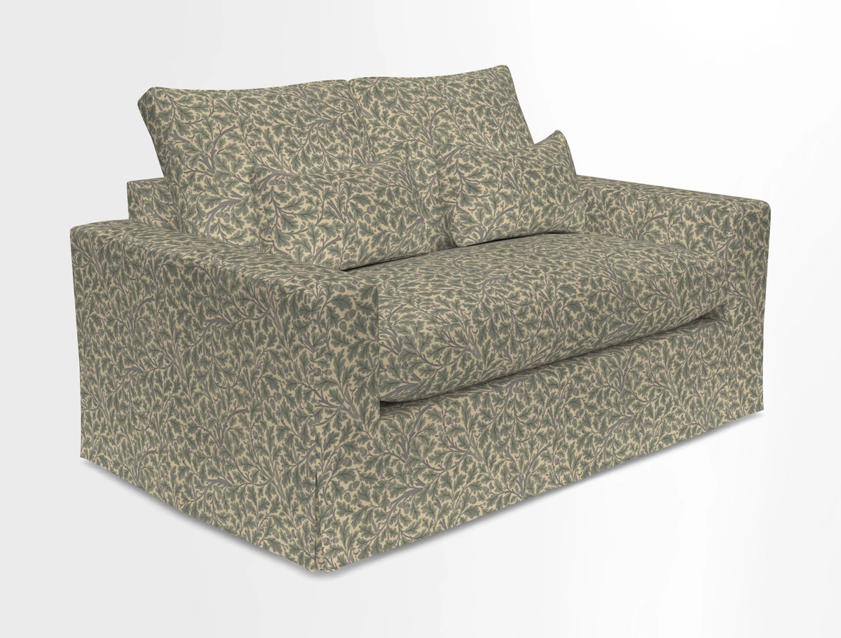 Linear 4 seater sofa in Harpers Bazaar Palette Studio Green with seat cushion in Linwood Romney Wool Forest