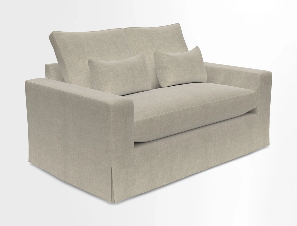 Linear 4 seater sofa in Harpers Bazaar Palette Studio Green with seat cushion in Linwood Romney Wool Forest