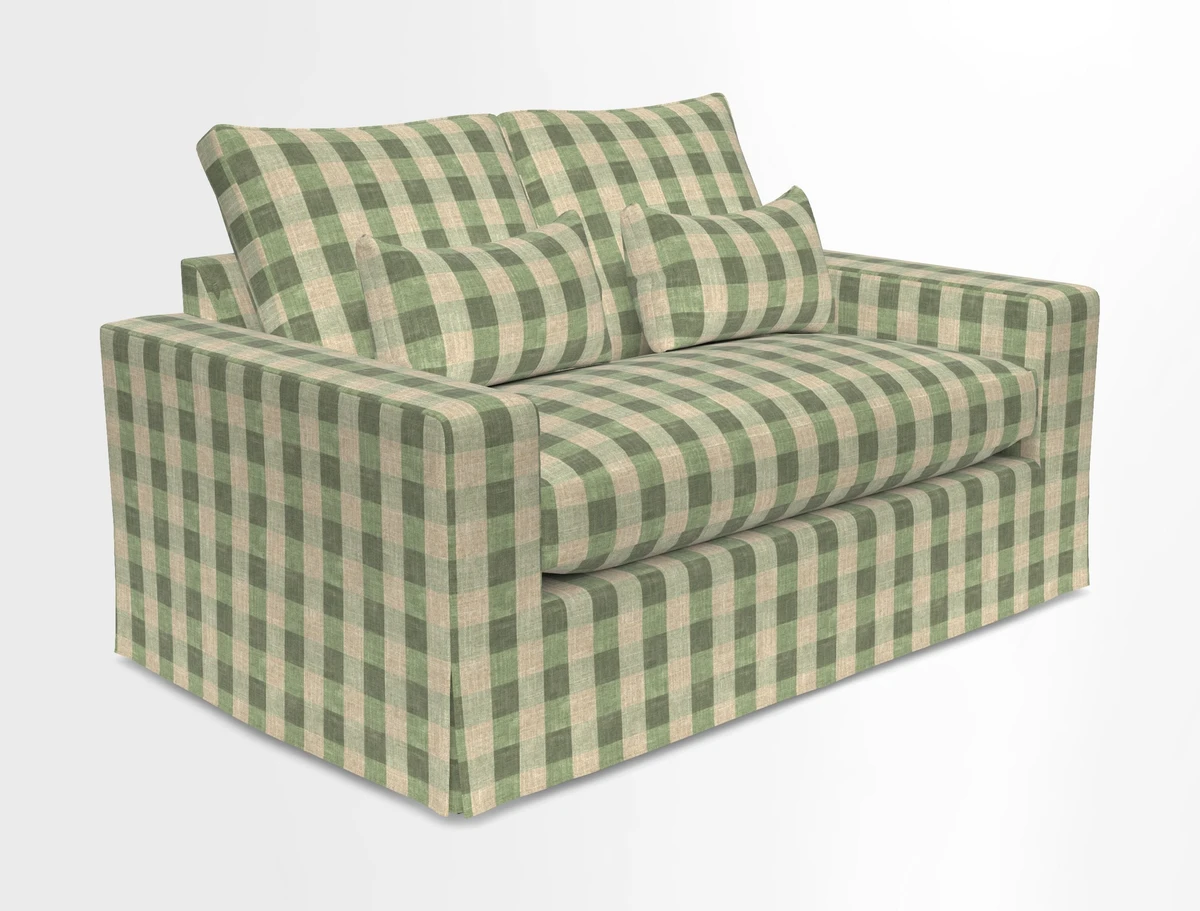 Linear 4 seater sofa in Harpers Bazaar Palette Studio Green with seat cushion in Linwood Romney Wool Forest