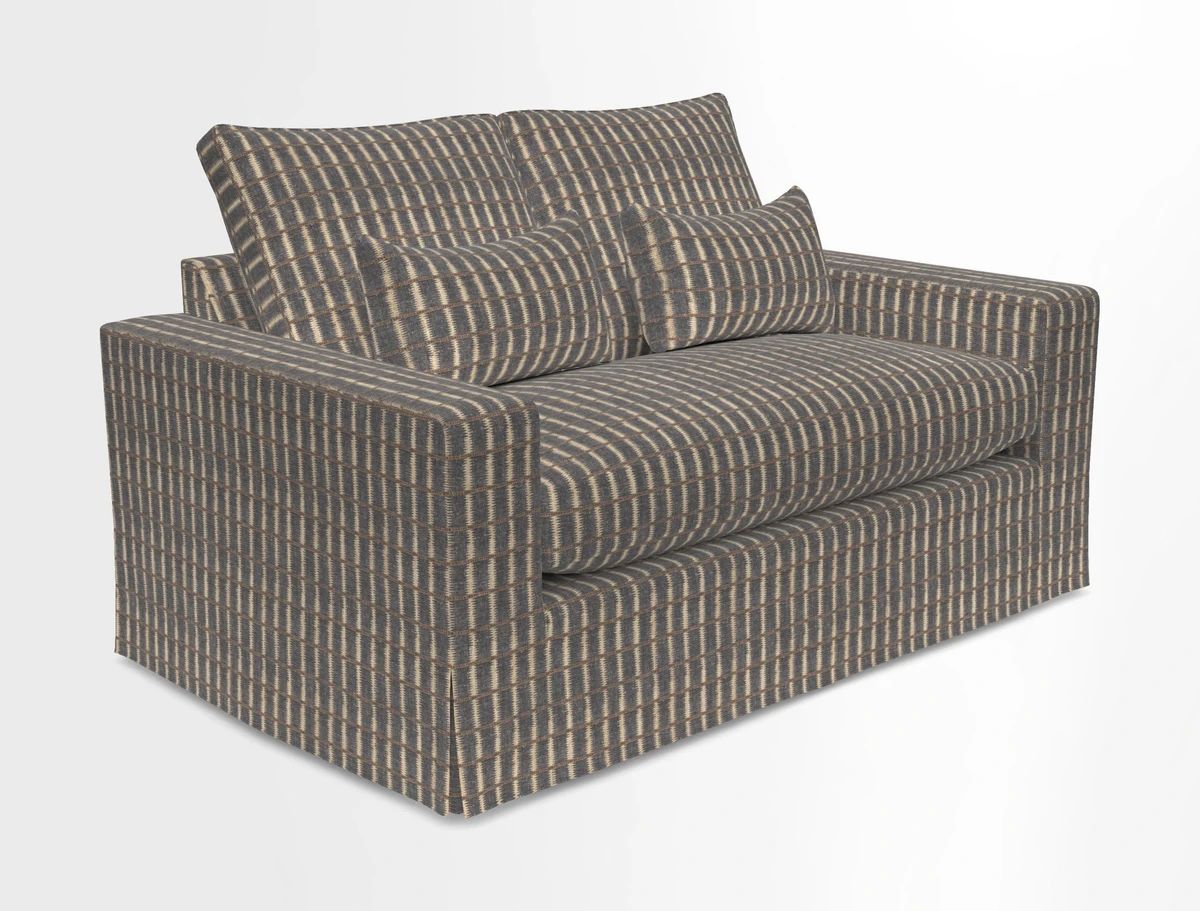 Linear 4 seater sofa in Harpers Bazaar Palette Studio Green with seat cushion in Linwood Romney Wool Forest