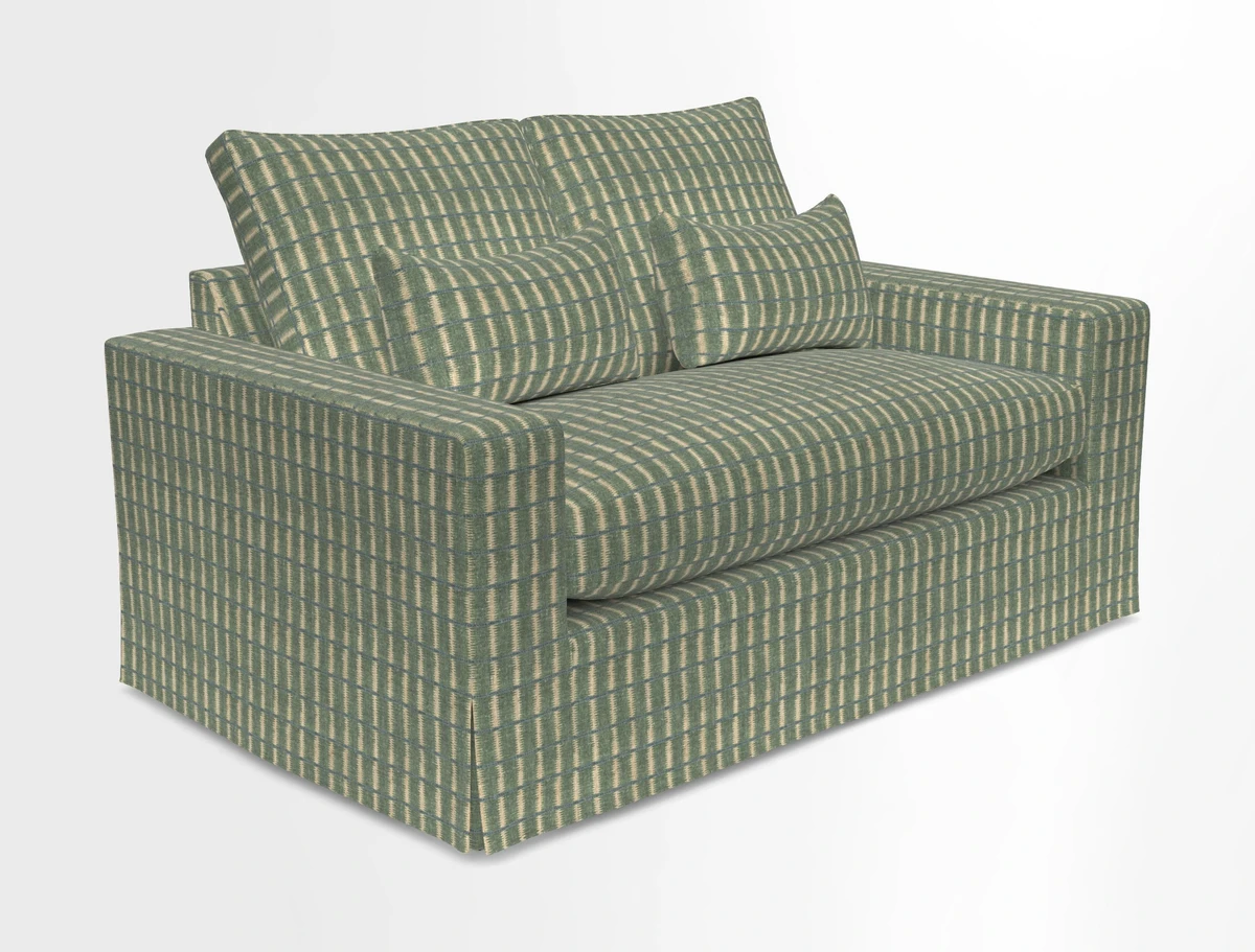 Linear 4 seater sofa in Harpers Bazaar Palette Studio Green with seat cushion in Linwood Romney Wool Forest