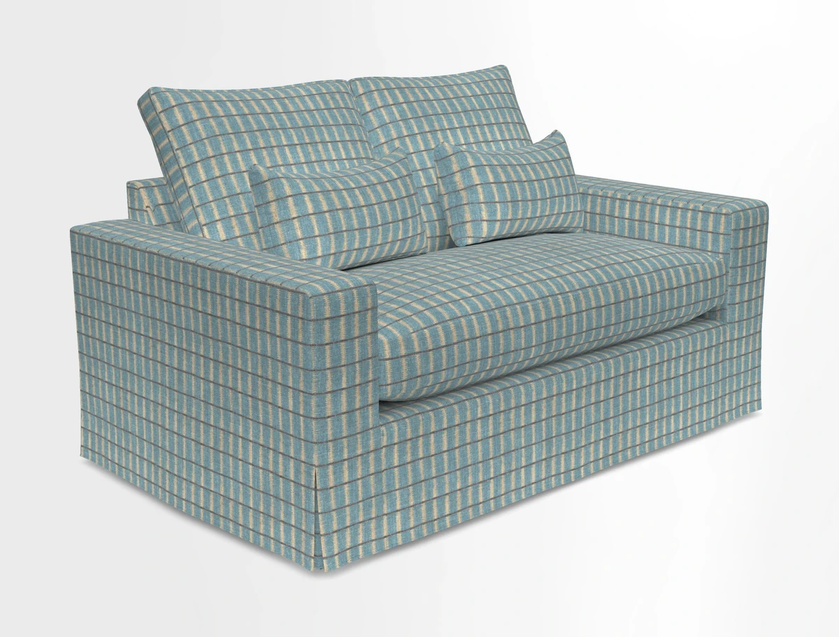 Linear 4 seater sofa in Harpers Bazaar Palette Studio Green with seat cushion in Linwood Romney Wool Forest