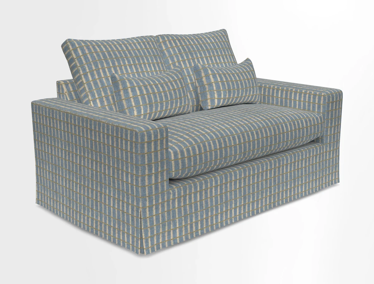Linear 4 seater sofa in Harpers Bazaar Palette Studio Green with seat cushion in Linwood Romney Wool Forest