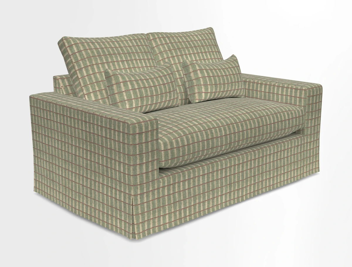 Linear 4 seater sofa in Harpers Bazaar Palette Studio Green with seat cushion in Linwood Romney Wool Forest
