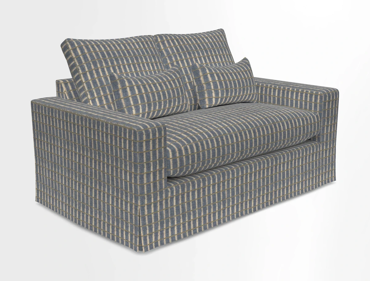 Linear 4 seater sofa in Harpers Bazaar Palette Studio Green with seat cushion in Linwood Romney Wool Forest
