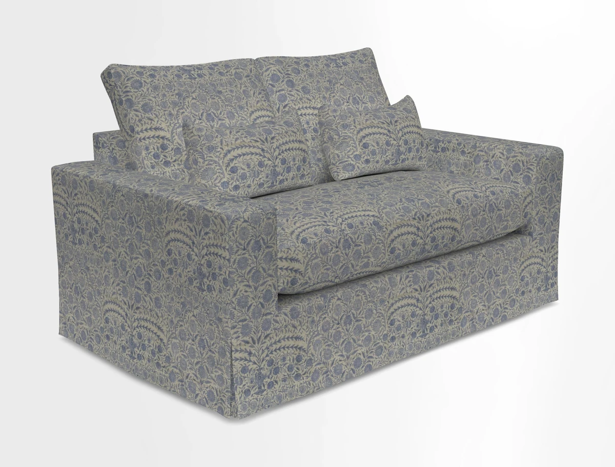 Linear 4 seater sofa in Harpers Bazaar Palette Studio Green with seat cushion in Linwood Romney Wool Forest