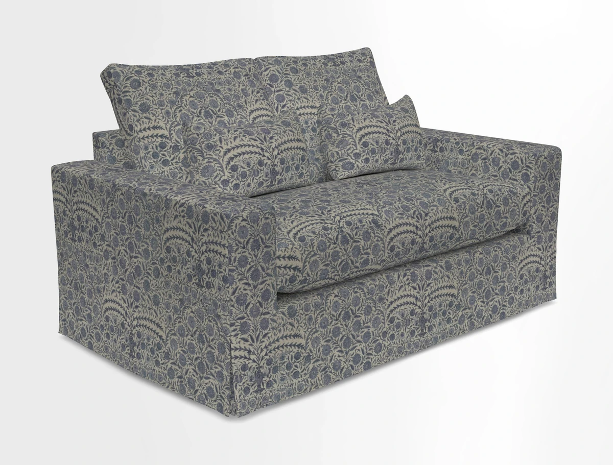 Linear 4 seater sofa in Harpers Bazaar Palette Studio Green with seat cushion in Linwood Romney Wool Forest