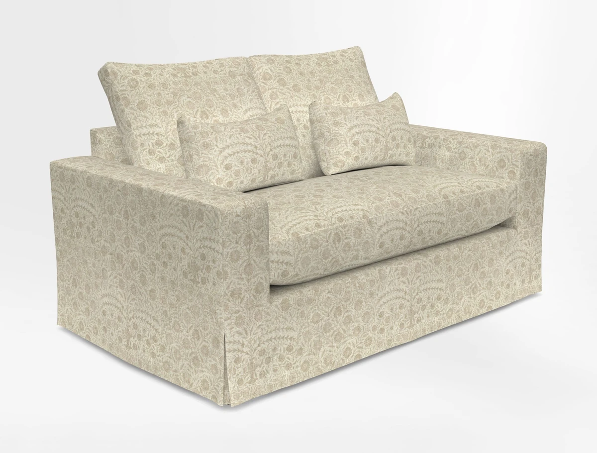 Linear 4 seater sofa in Harpers Bazaar Palette Studio Green with seat cushion in Linwood Romney Wool Forest
