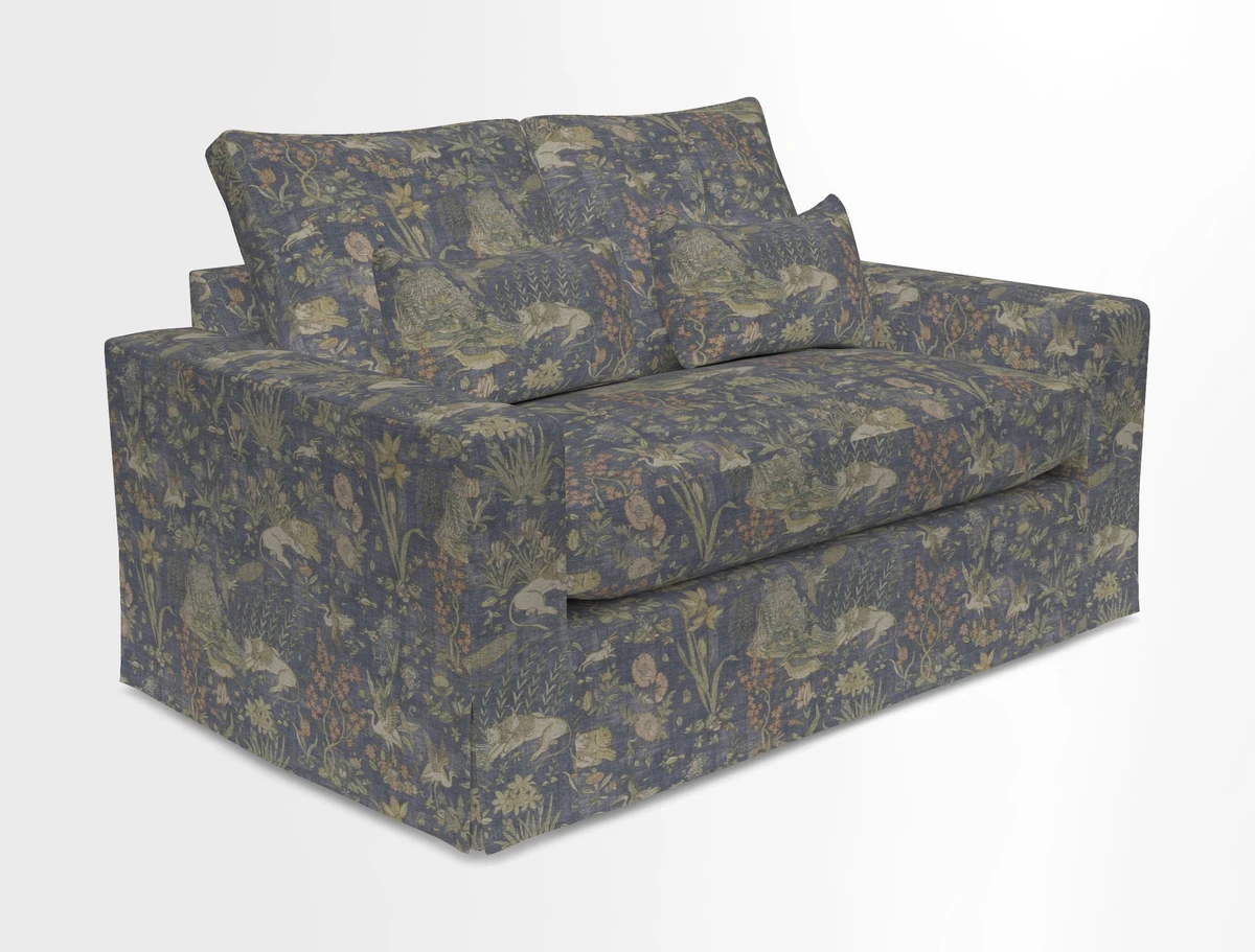 Linear 4 seater sofa in Harpers Bazaar Palette Studio Green with seat cushion in Linwood Romney Wool Forest
