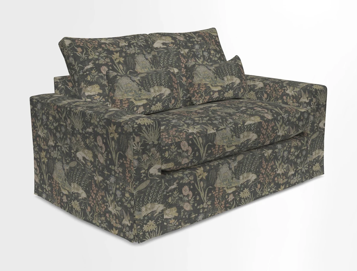 Linear 4 seater sofa in Harpers Bazaar Palette Studio Green with seat cushion in Linwood Romney Wool Forest