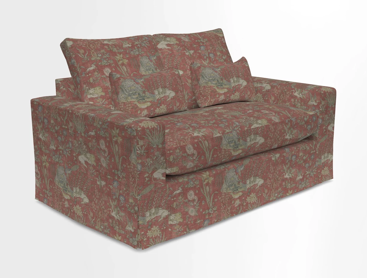 Linear 4 seater sofa in Harpers Bazaar Palette Studio Green with seat cushion in Linwood Romney Wool Forest