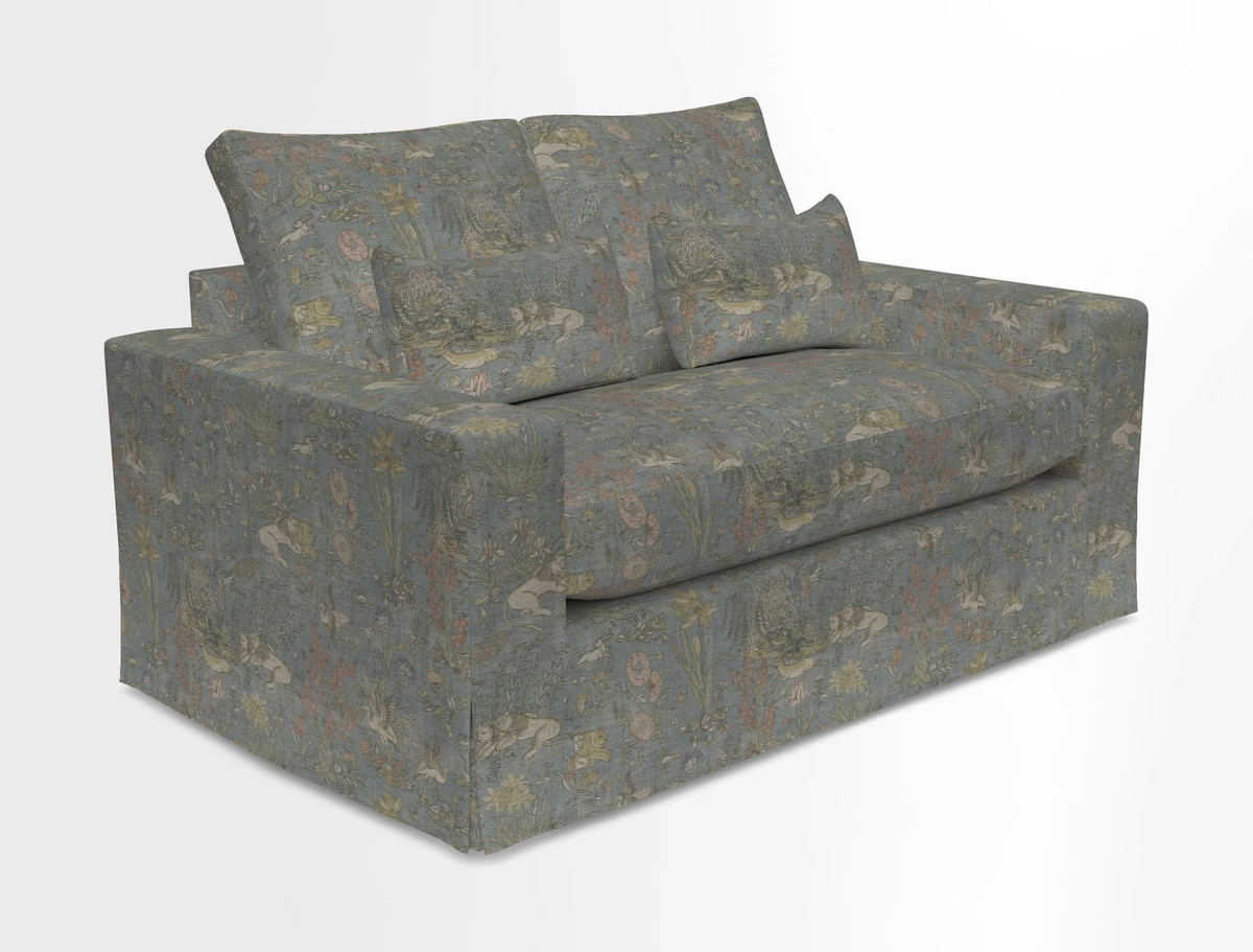 Linear 4 seater sofa in Harpers Bazaar Palette Studio Green with seat cushion in Linwood Romney Wool Forest