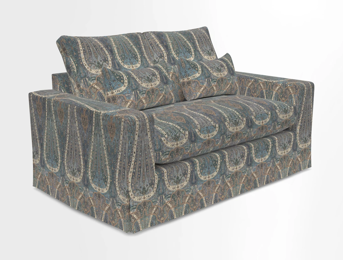 Linear 4 seater sofa in Harpers Bazaar Palette Studio Green with seat cushion in Linwood Romney Wool Forest
