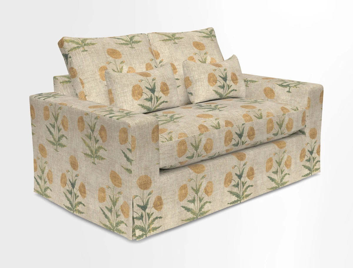 Linear 4 seater sofa in Harpers Bazaar Palette Studio Green with seat cushion in Linwood Romney Wool Forest