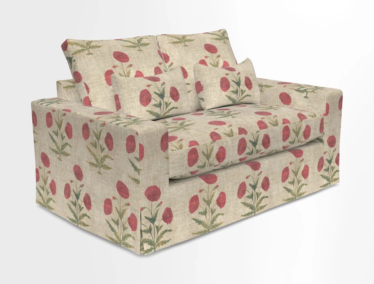 Linear 4 seater sofa in Harpers Bazaar Palette Studio Green with seat cushion in Linwood Romney Wool Forest