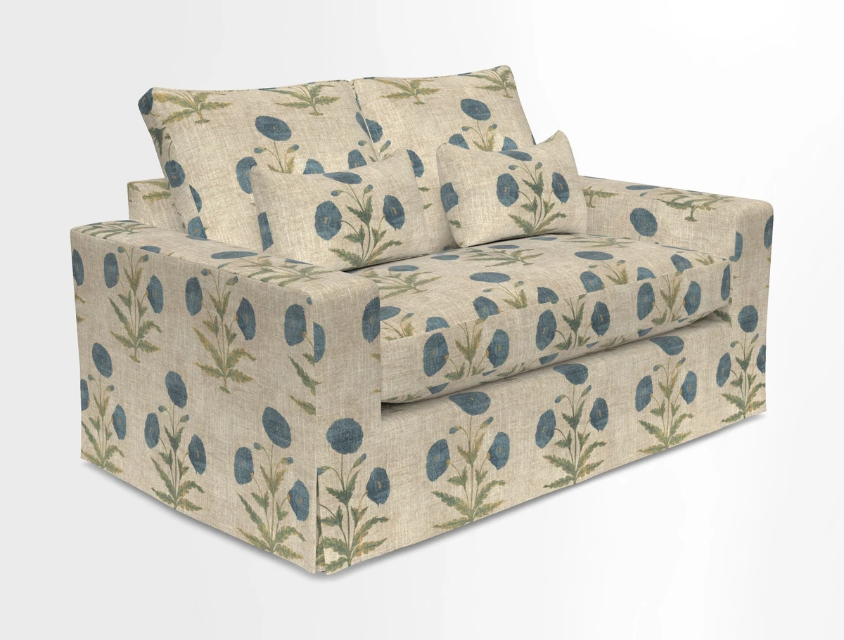 Linear 4 seater sofa in Harpers Bazaar Palette Studio Green with seat cushion in Linwood Romney Wool Forest