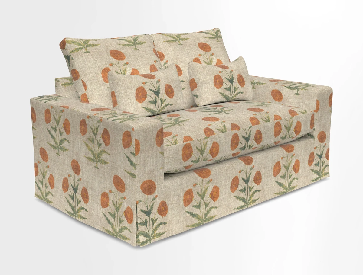 Linear 4 seater sofa in Harpers Bazaar Palette Studio Green with seat cushion in Linwood Romney Wool Forest