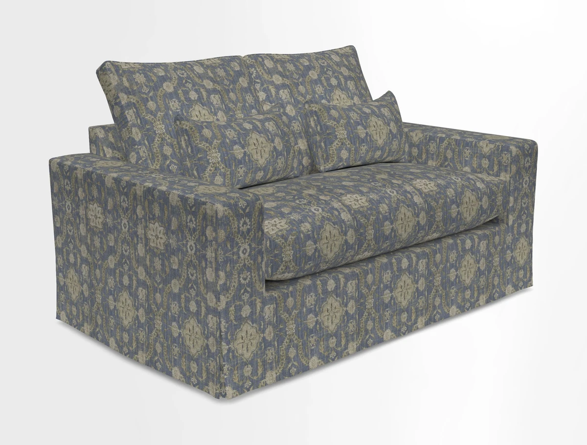 Linear 4 seater sofa in Harpers Bazaar Palette Studio Green with seat cushion in Linwood Romney Wool Forest