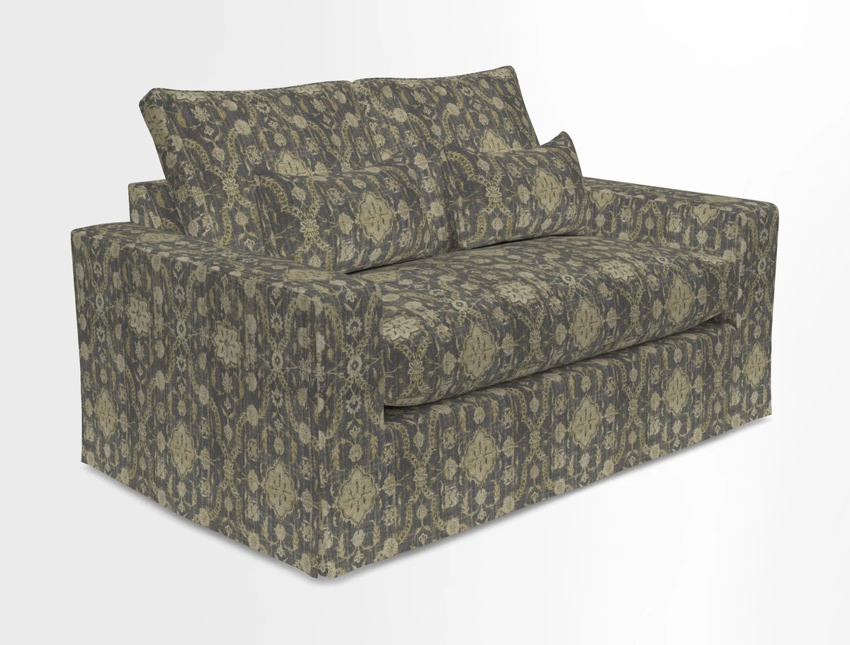 Linear 4 seater sofa in Harpers Bazaar Palette Studio Green with seat cushion in Linwood Romney Wool Forest