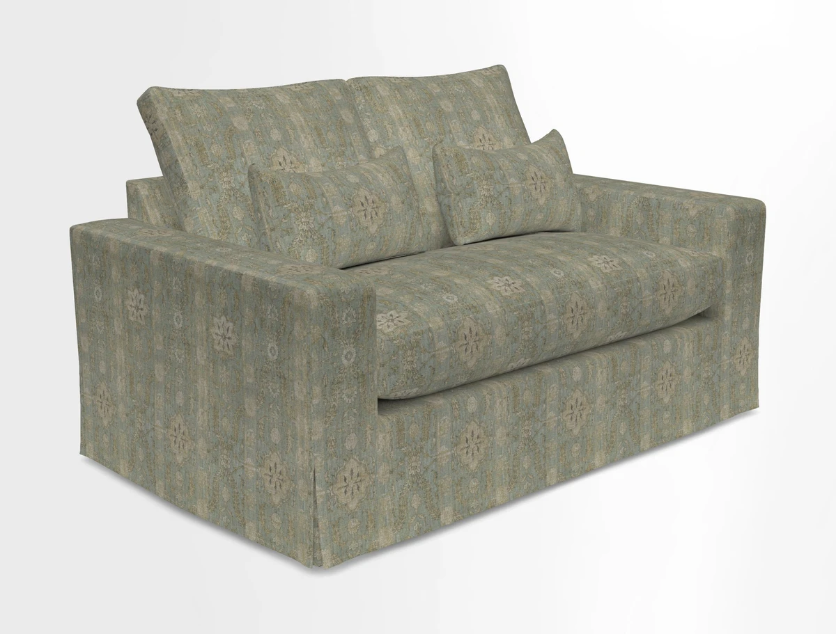 Linear 4 seater sofa in Harpers Bazaar Palette Studio Green with seat cushion in Linwood Romney Wool Forest
