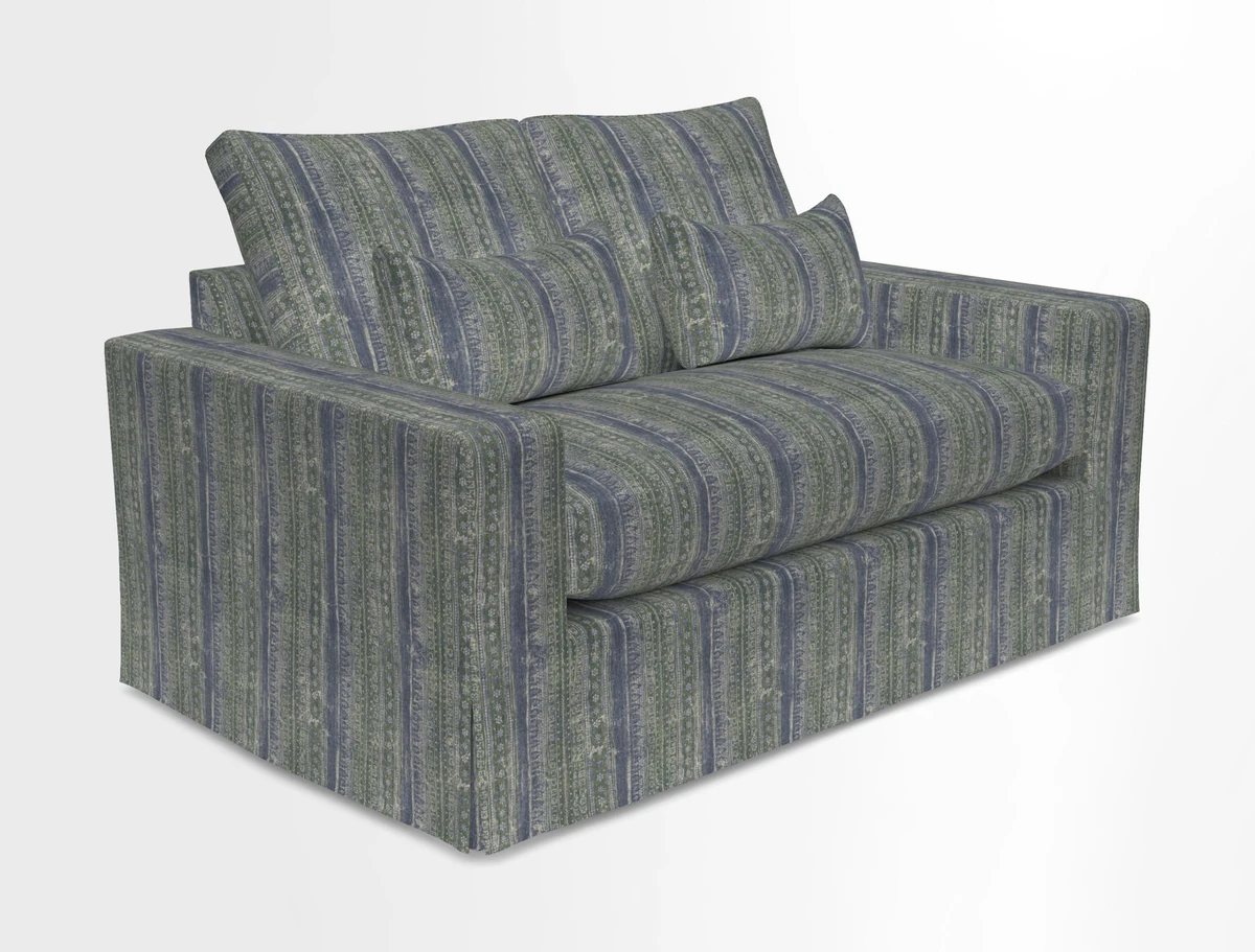 Linear 4 seater sofa in Harpers Bazaar Palette Studio Green with seat cushion in Linwood Romney Wool Forest