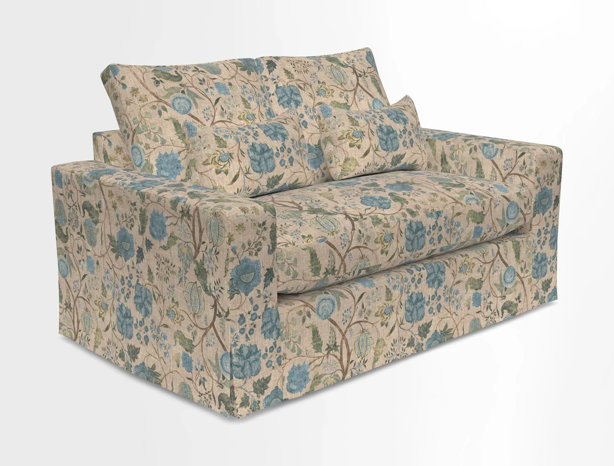 Linear 4 seater sofa in Harpers Bazaar Palette Studio Green with seat cushion in Linwood Romney Wool Forest