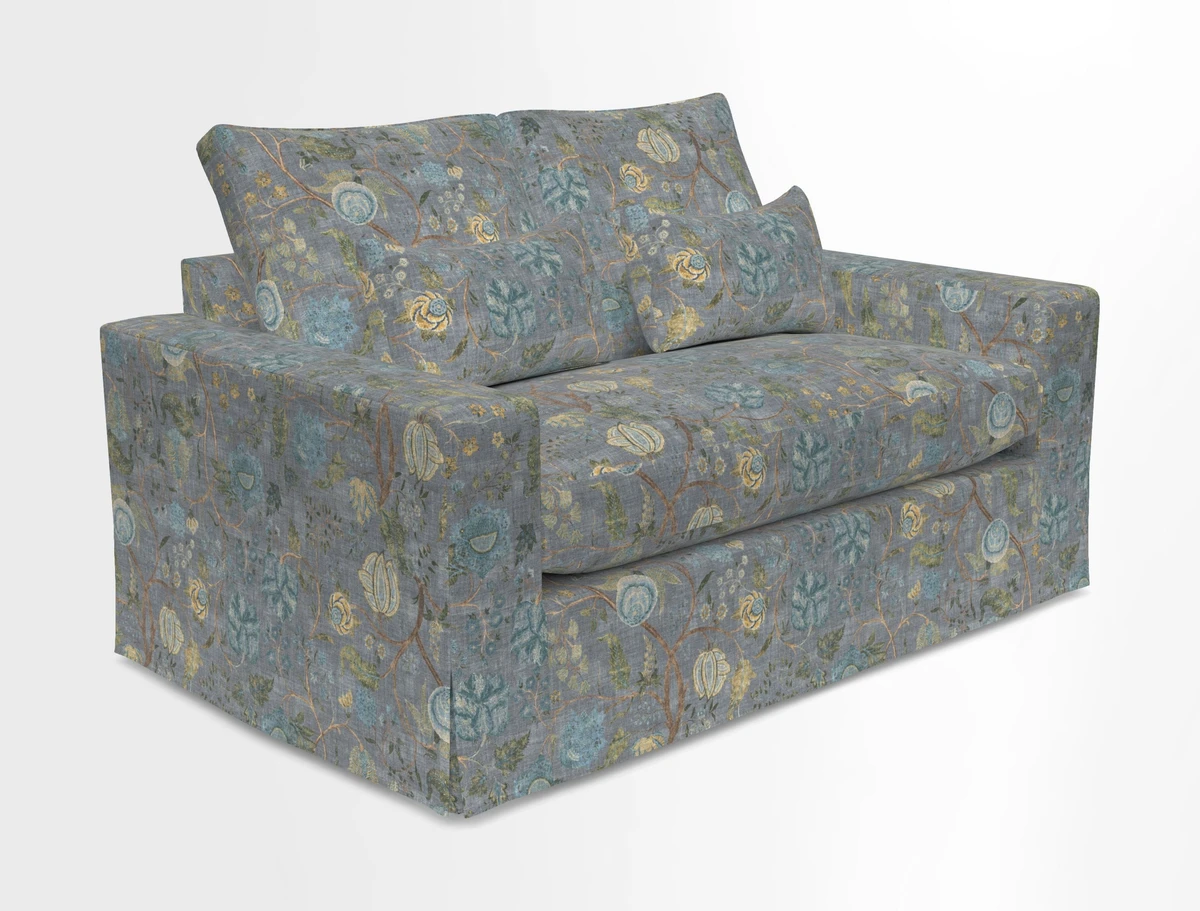 Linear 4 seater sofa in Harpers Bazaar Palette Studio Green with seat cushion in Linwood Romney Wool Forest