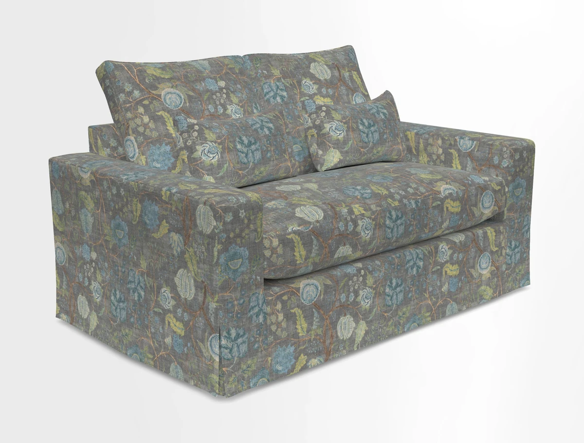 Linear 4 seater sofa in Harpers Bazaar Palette Studio Green with seat cushion in Linwood Romney Wool Forest