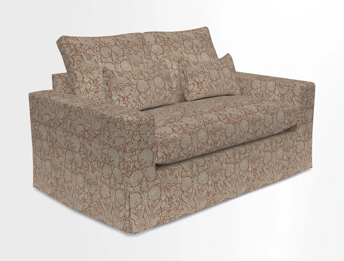 Linear 4 seater sofa in Harpers Bazaar Palette Studio Green with seat cushion in Linwood Romney Wool Forest