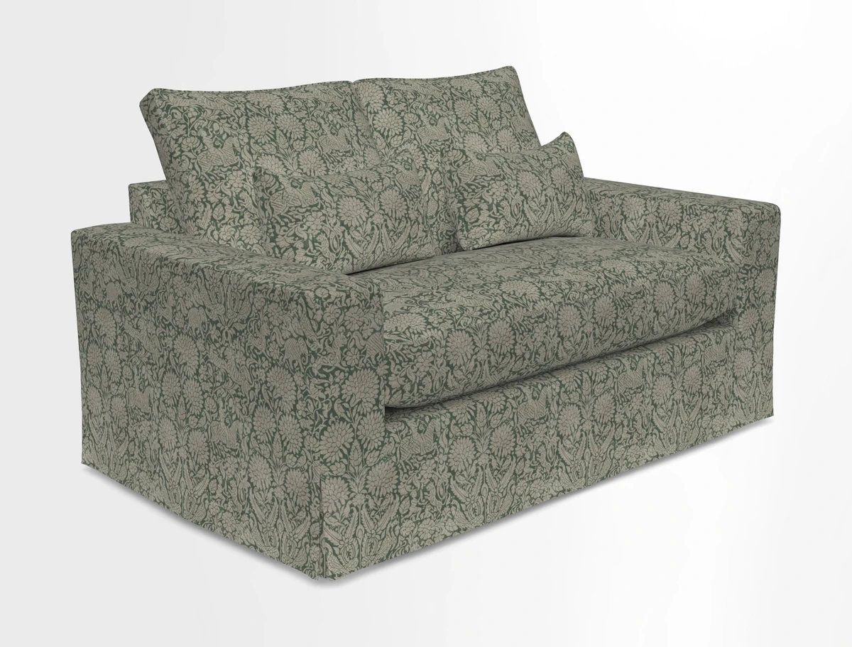 Linear 4 seater sofa in Harpers Bazaar Palette Studio Green with seat cushion in Linwood Romney Wool Forest