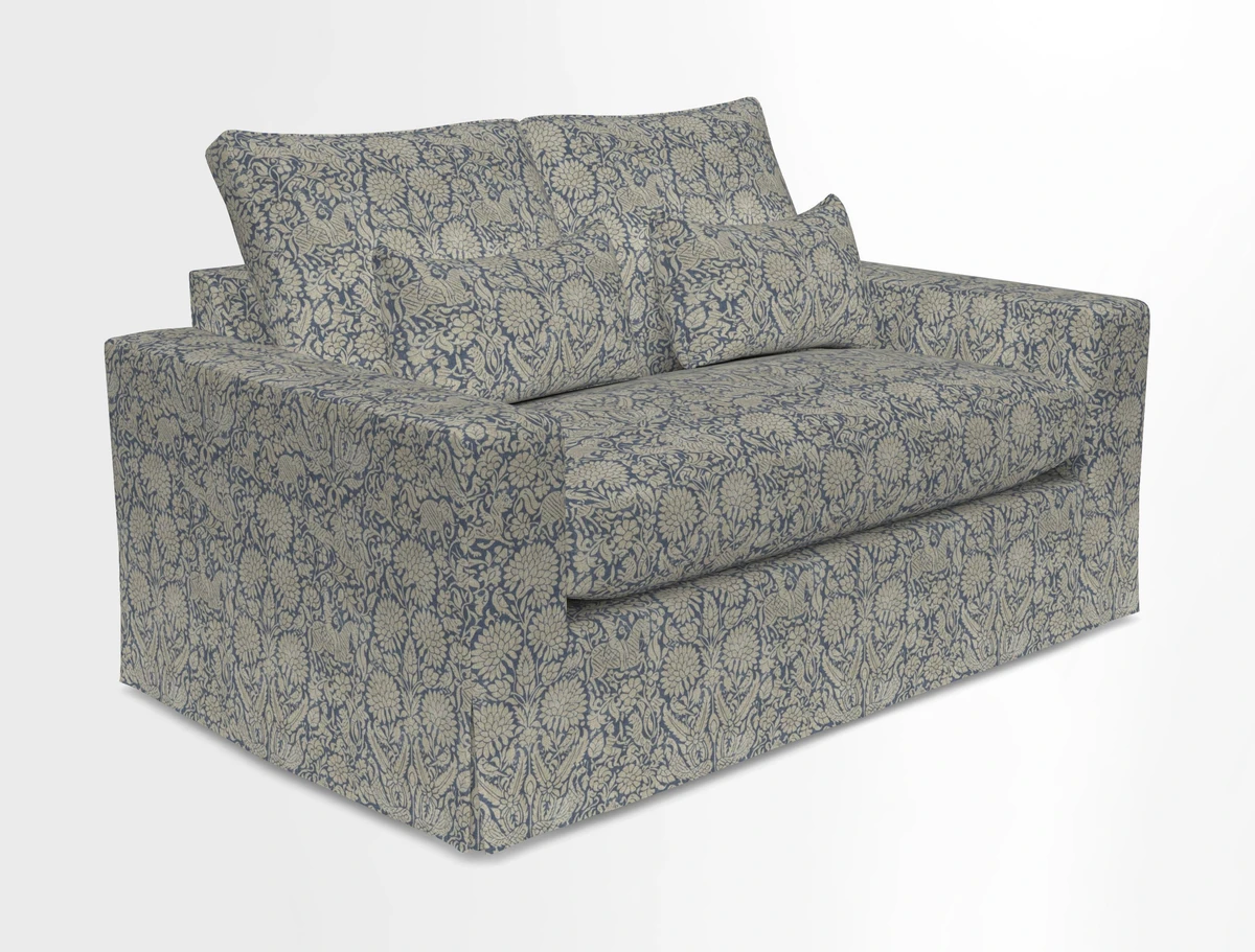 Linear 4 seater sofa in Harpers Bazaar Palette Studio Green with seat cushion in Linwood Romney Wool Forest