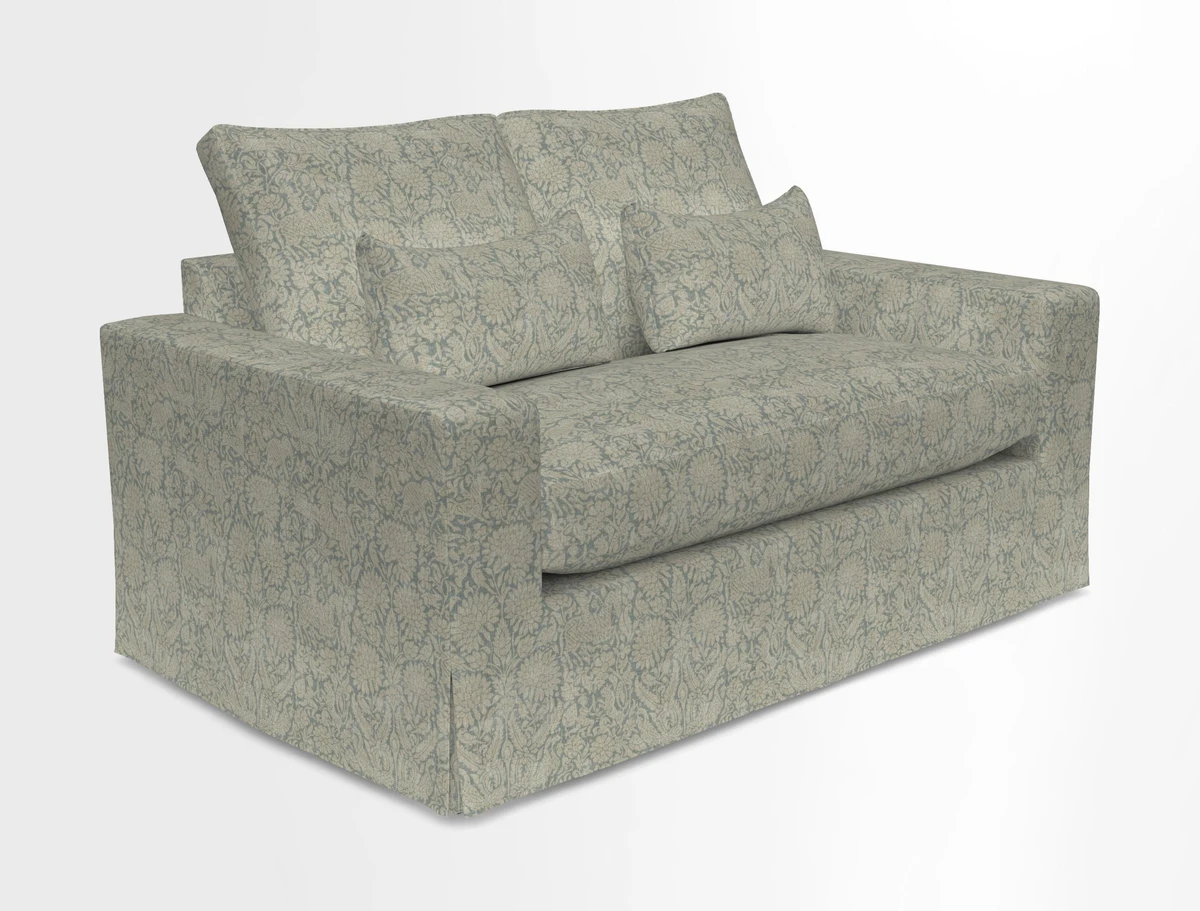 Linear 4 seater sofa in Harpers Bazaar Palette Studio Green with seat cushion in Linwood Romney Wool Forest