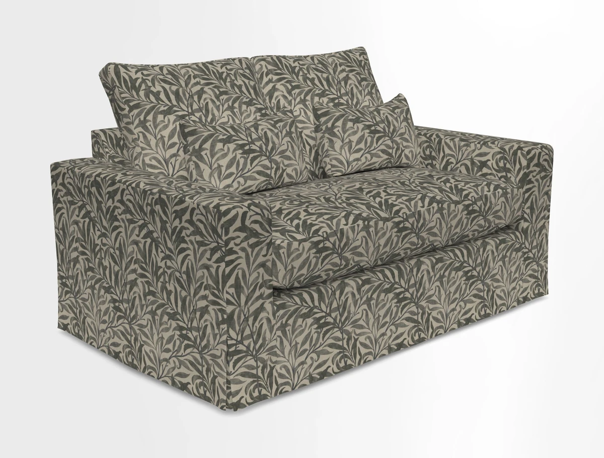 Linear 4 seater sofa in Harpers Bazaar Palette Studio Green with seat cushion in Linwood Romney Wool Forest