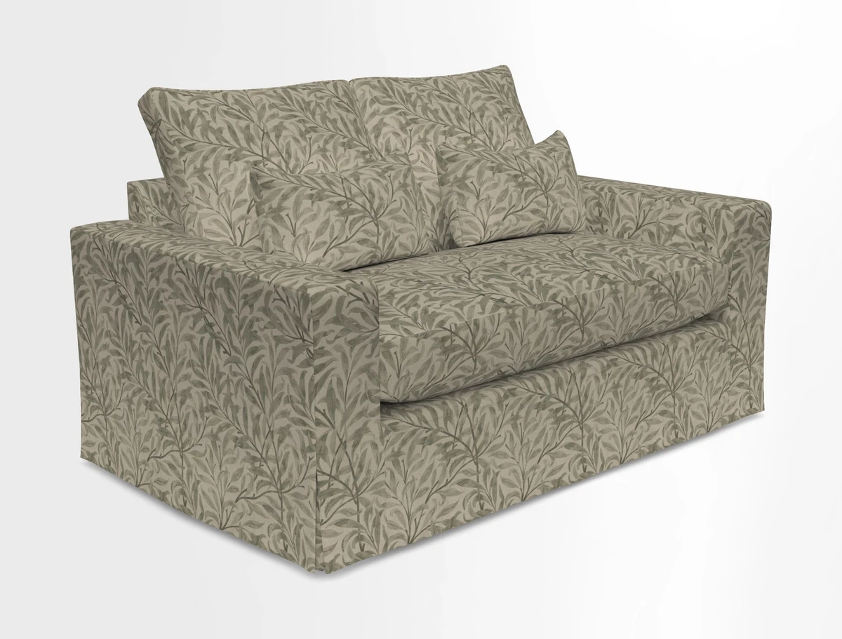 Linear 4 seater sofa in Harpers Bazaar Palette Studio Green with seat cushion in Linwood Romney Wool Forest