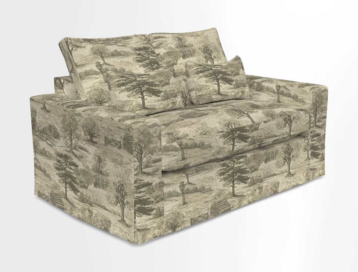 Linear 4 seater sofa in Harpers Bazaar Palette Studio Green with seat cushion in Linwood Romney Wool Forest