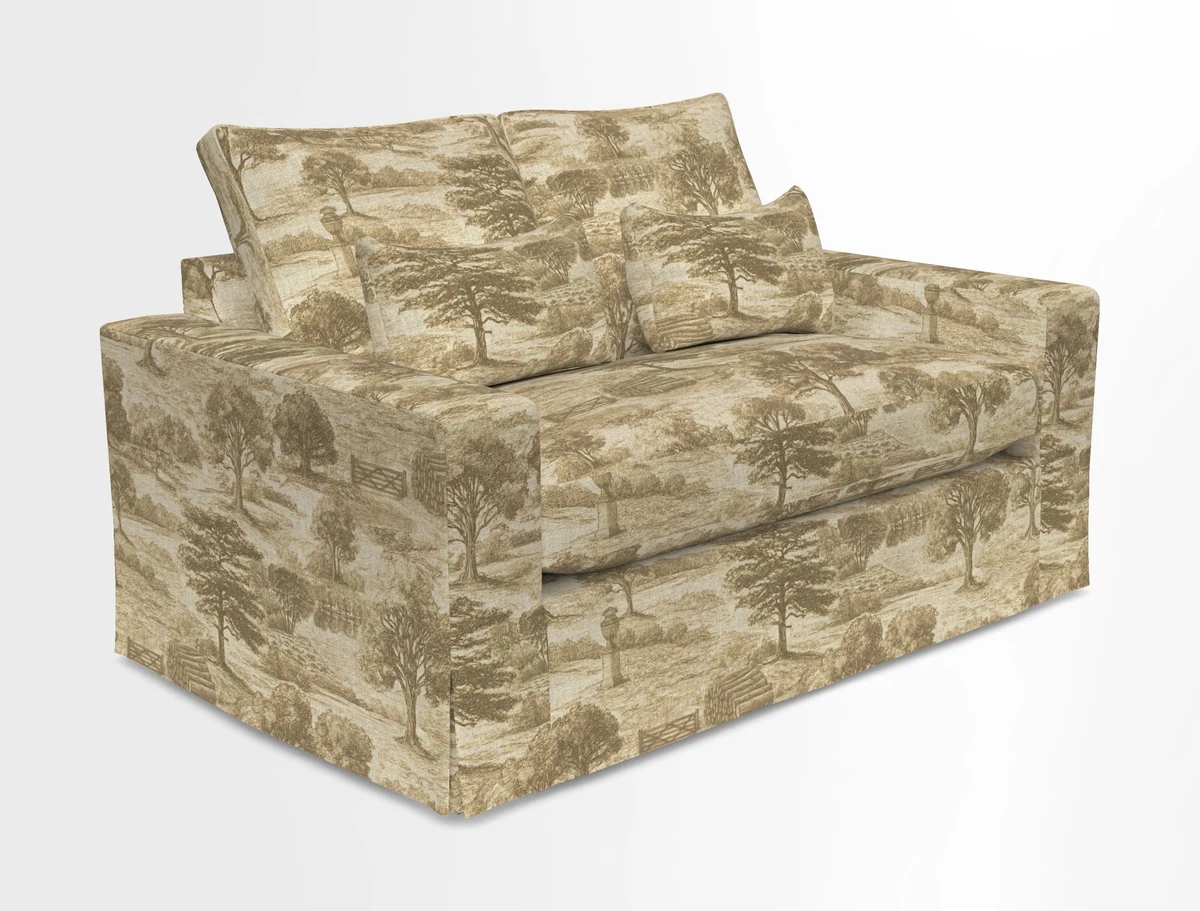 Linear 4 seater sofa in Harpers Bazaar Palette Studio Green with seat cushion in Linwood Romney Wool Forest