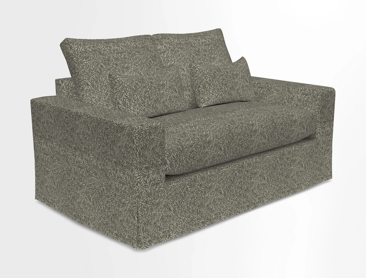 Linear 4 seater sofa in Harpers Bazaar Palette Studio Green with seat cushion in Linwood Romney Wool Forest