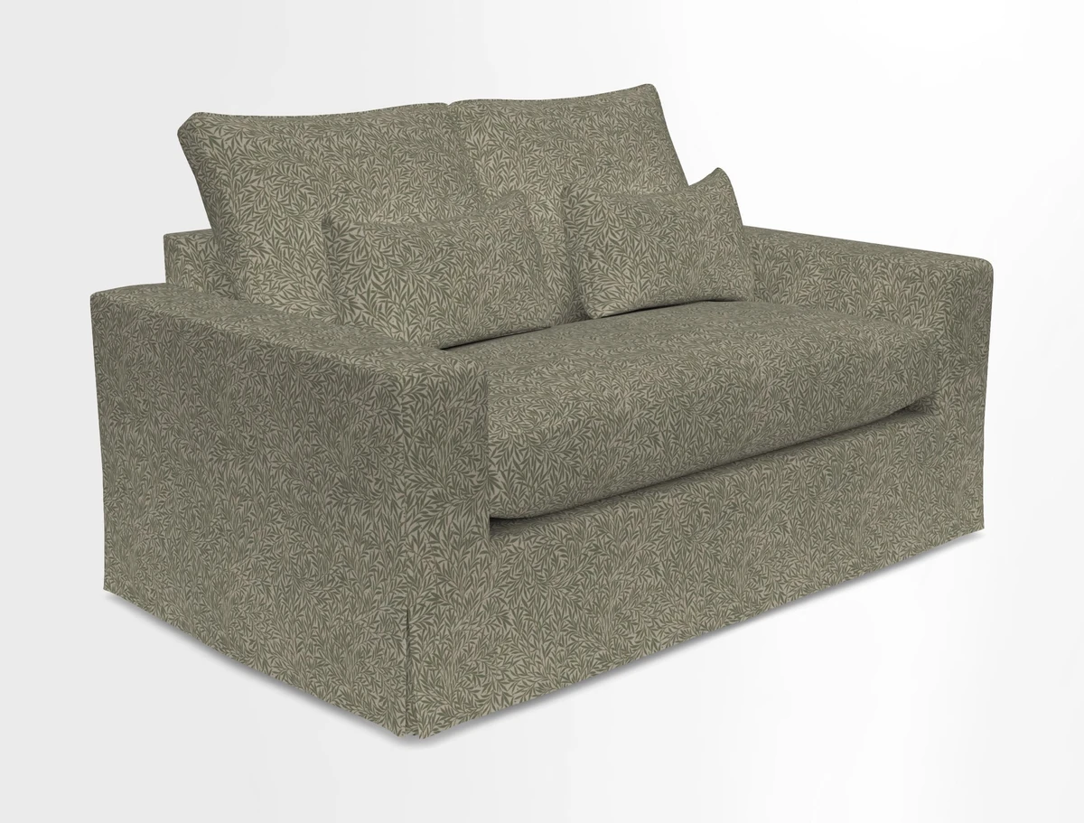 Linear 4 seater sofa in Harpers Bazaar Palette Studio Green with seat cushion in Linwood Romney Wool Forest