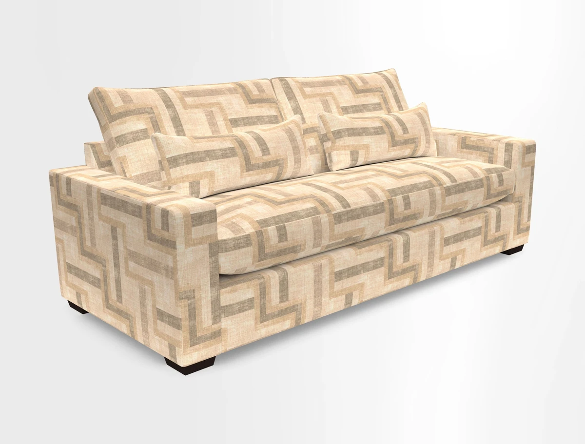 Linear 4 seater sofa in Harpers Bazaar Palette Studio Green with seat cushion in Linwood Romney Wool Forest
