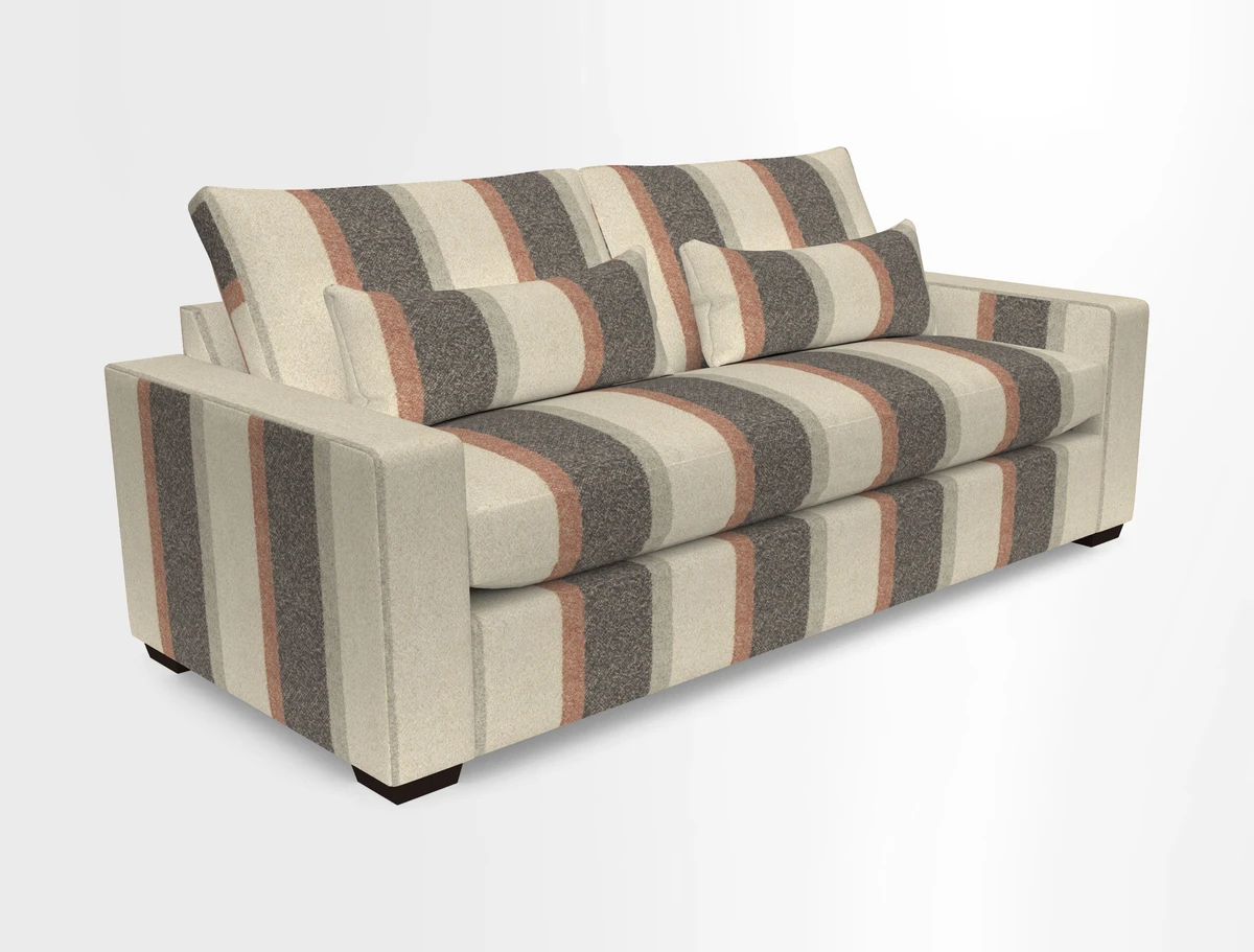 Linear 4 seater sofa in Harpers Bazaar Palette Studio Green with seat cushion in Linwood Romney Wool Forest
