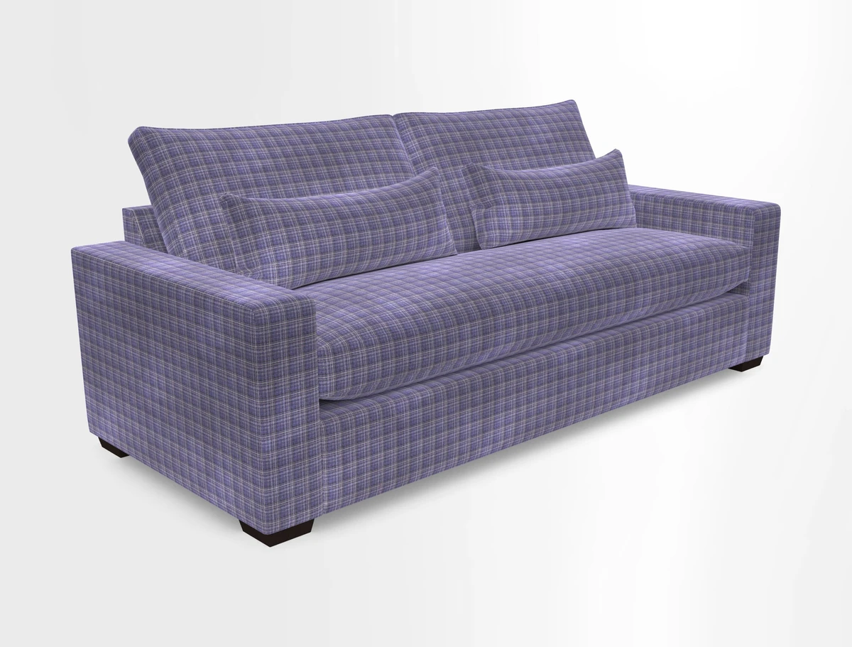 Linear 4 seater sofa in Harpers Bazaar Palette Studio Green with seat cushion in Linwood Romney Wool Forest