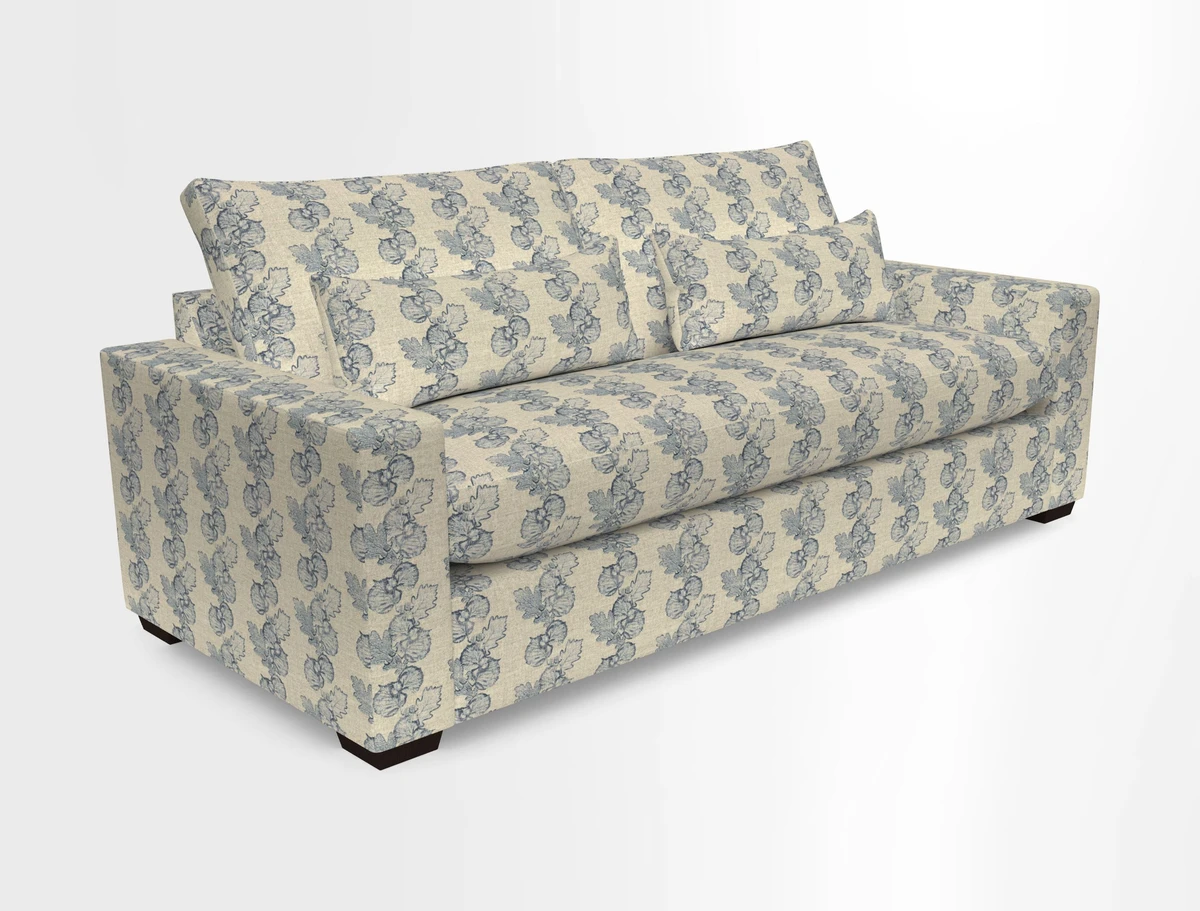 Linear 4 seater sofa in Harpers Bazaar Palette Studio Green with seat cushion in Linwood Romney Wool Forest