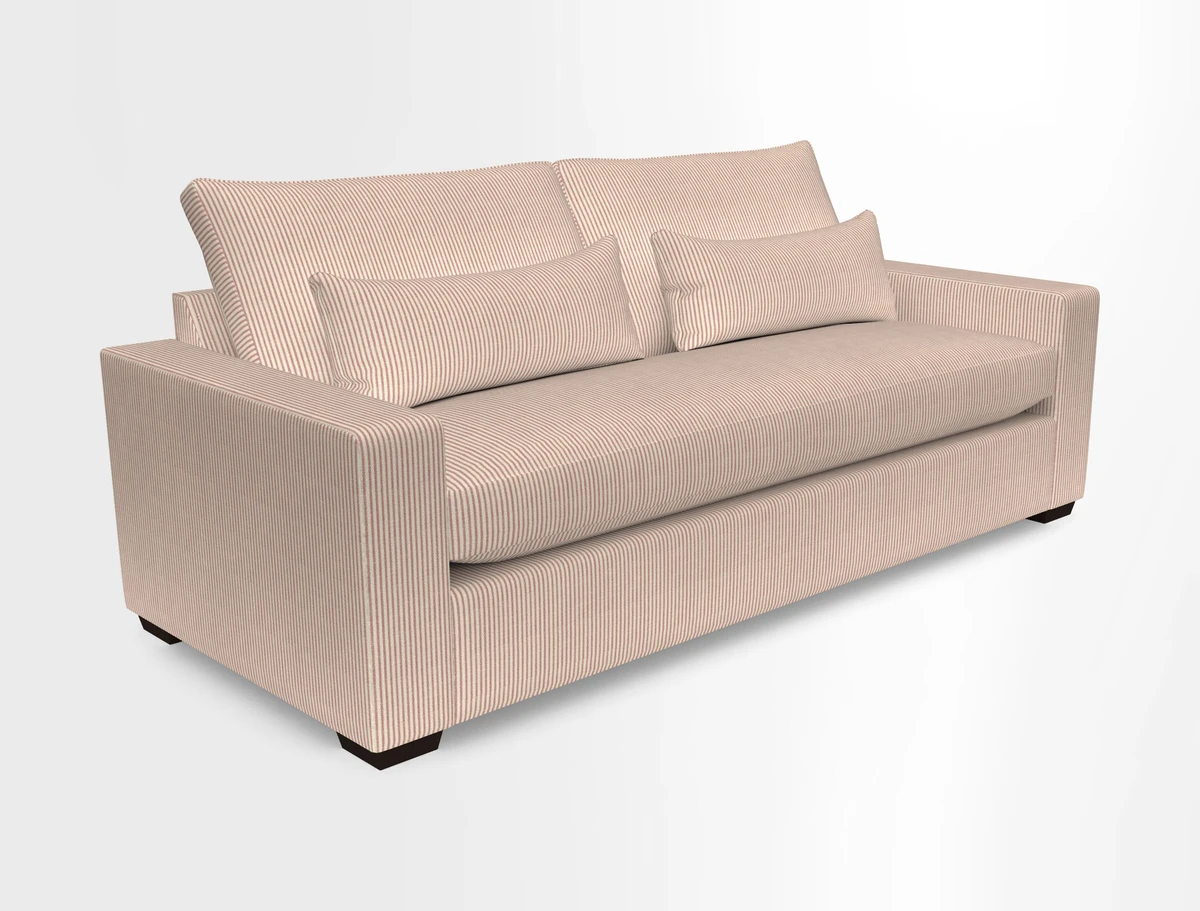 Linear 4 seater sofa in Harpers Bazaar Palette Studio Green with seat cushion in Linwood Romney Wool Forest