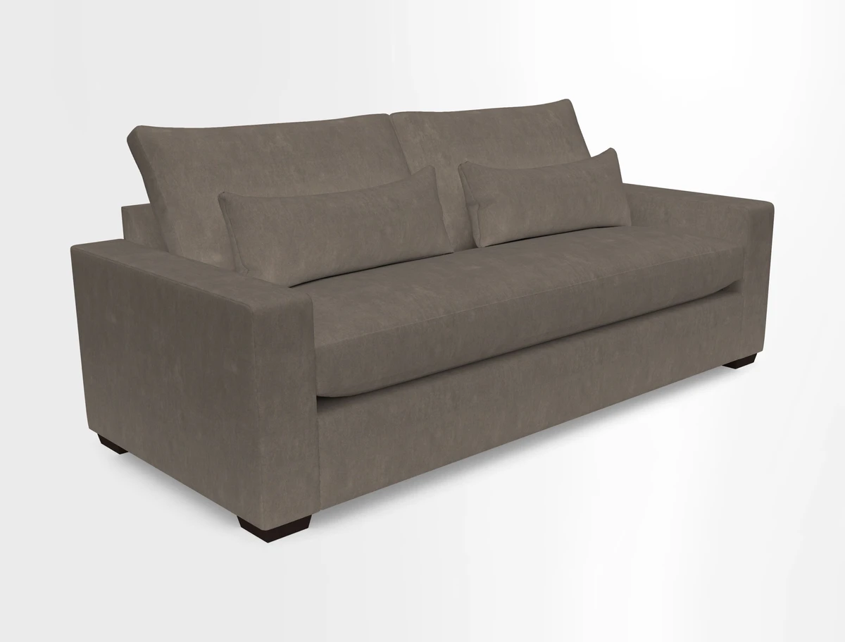 Linear 4 seater sofa in Harpers Bazaar Palette Studio Green with seat cushion in Linwood Romney Wool Forest