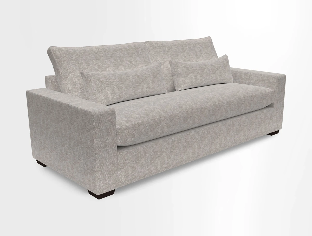 Linear 4 seater sofa in Harpers Bazaar Palette Studio Green with seat cushion in Linwood Romney Wool Forest