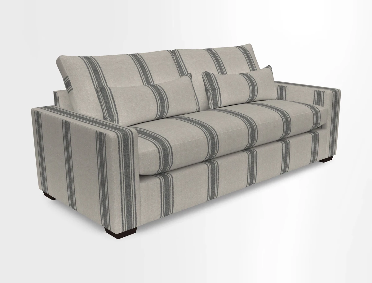Linear 4 seater sofa in Harpers Bazaar Palette Studio Green with seat cushion in Linwood Romney Wool Forest