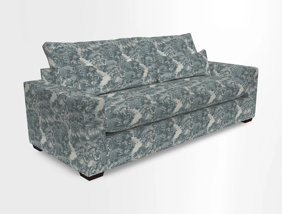 Linear 4 seater sofa in Harpers Bazaar Palette Studio Green with seat cushion in Linwood Romney Wool Forest