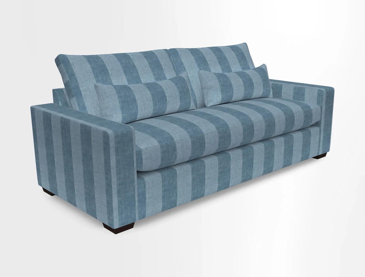 Linear 4 seater sofa in Harpers Bazaar Palette Studio Green with seat cushion in Linwood Romney Wool Forest